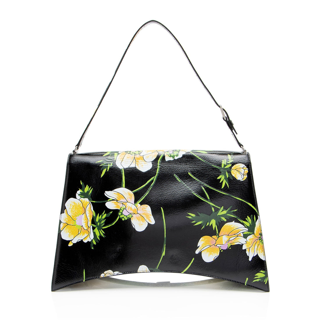 Balenciaga Leather Floral Crush Large Shoulder Bag
