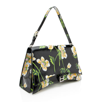Balenciaga Leather Floral Crush Large Shoulder Bag