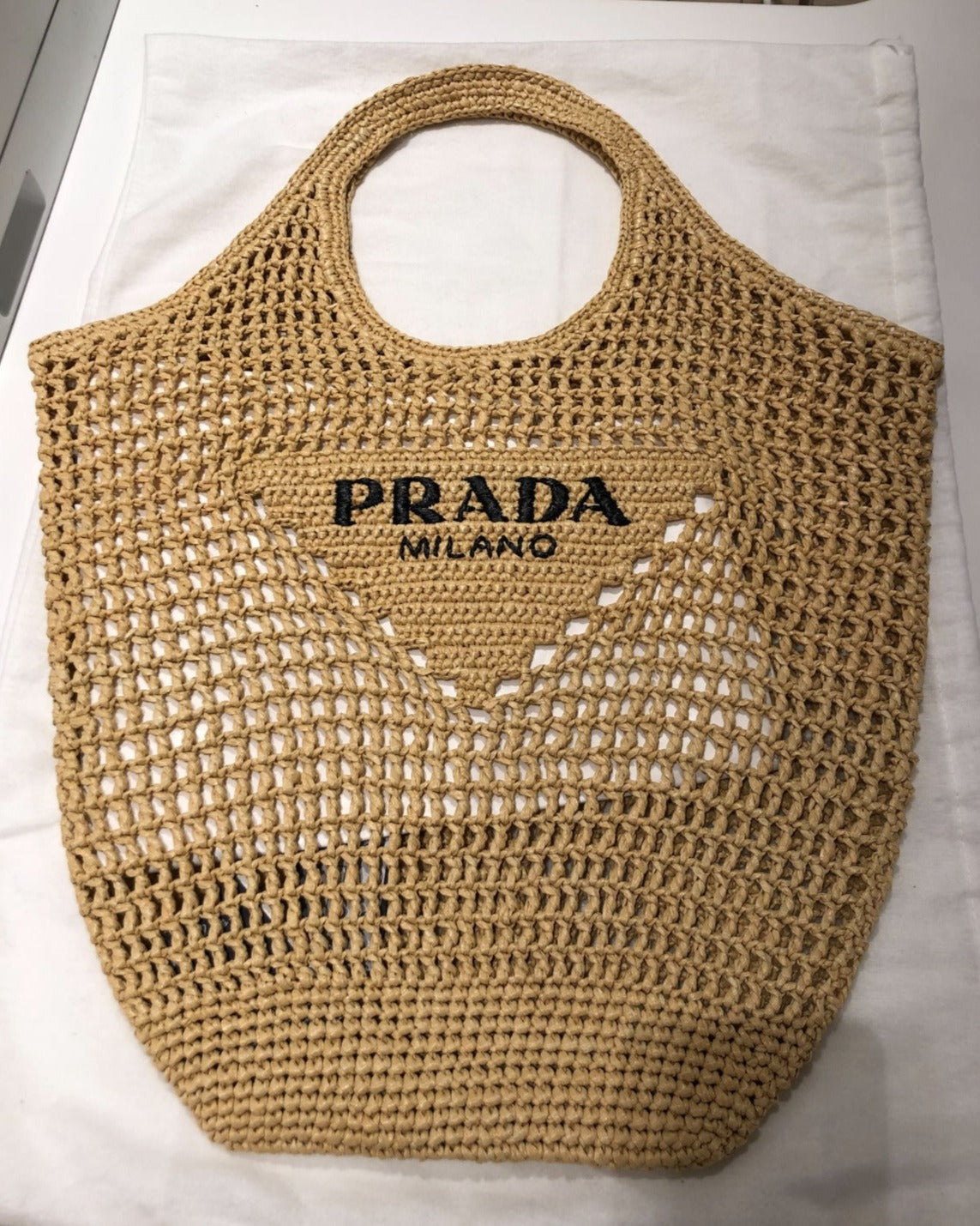 Prada Raffia Basket Tote Bag (Natural)