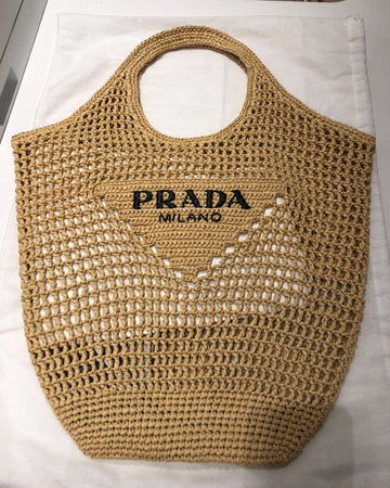 Prada Raffia Basket Tote Bag (Natural)