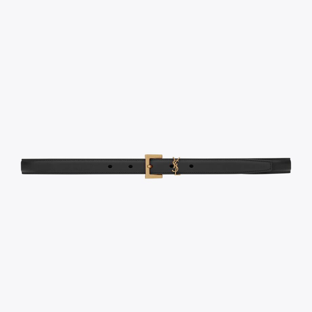 Black Cassandre Thin Belt With Square Buckle Designer Belts for Women