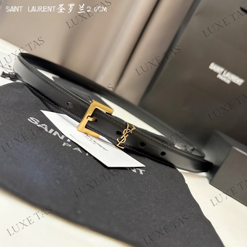 Black Cassandre Thin Belt With Square Buckle Designer Belts for Women