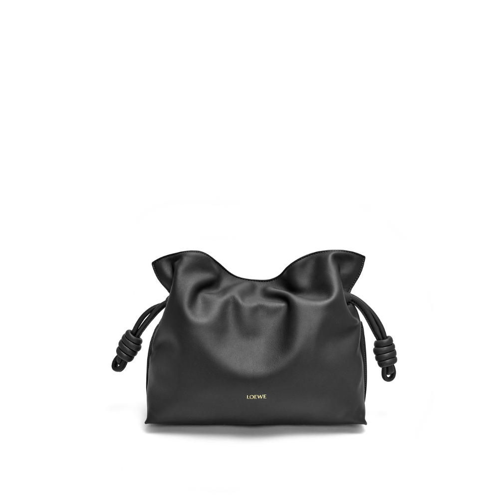Black Flamenco Clutch In Nappa Calfskin Leather Crossbody Bag for Women
