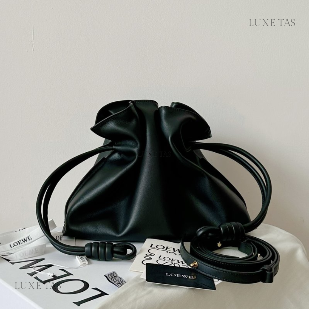 Black Flamenco Clutch In Nappa Calfskin Leather Crossbody Bag for Women