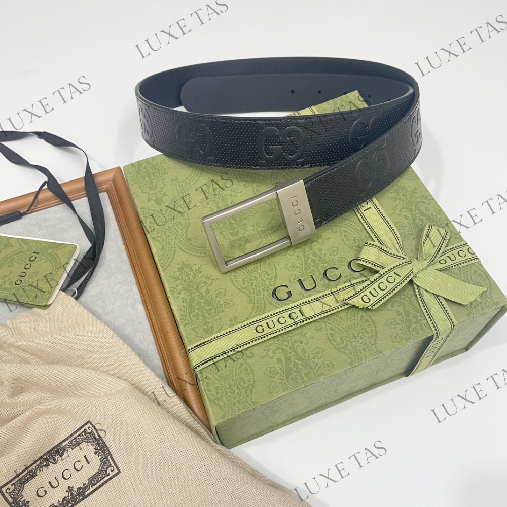 Black GG Belt With Rectangular Buckle Designer Belts for Men