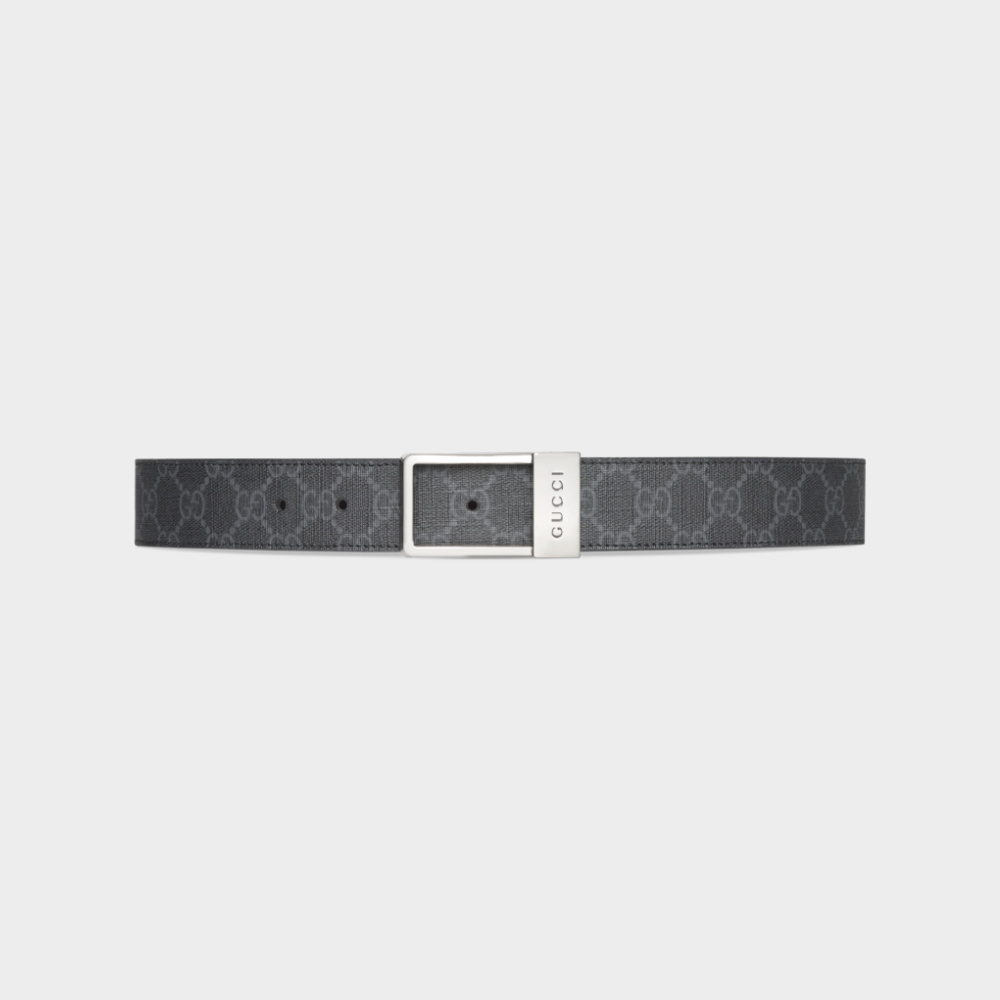Black GG Supreme Canvas Belt With Rectangular Buckle Designer Belts for Men