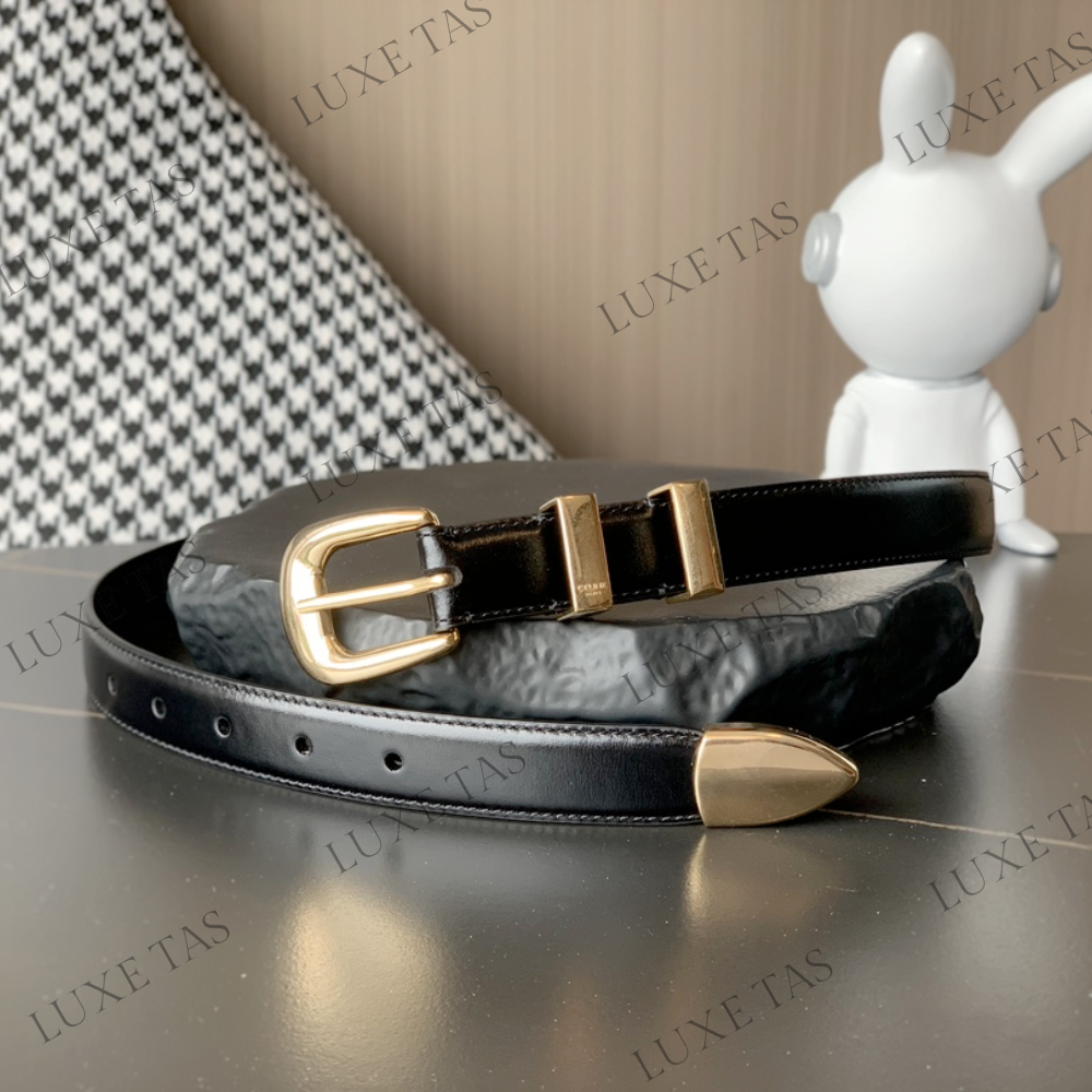 Black Medium Western Belt In Taurillon Leather Designer Belts for Women