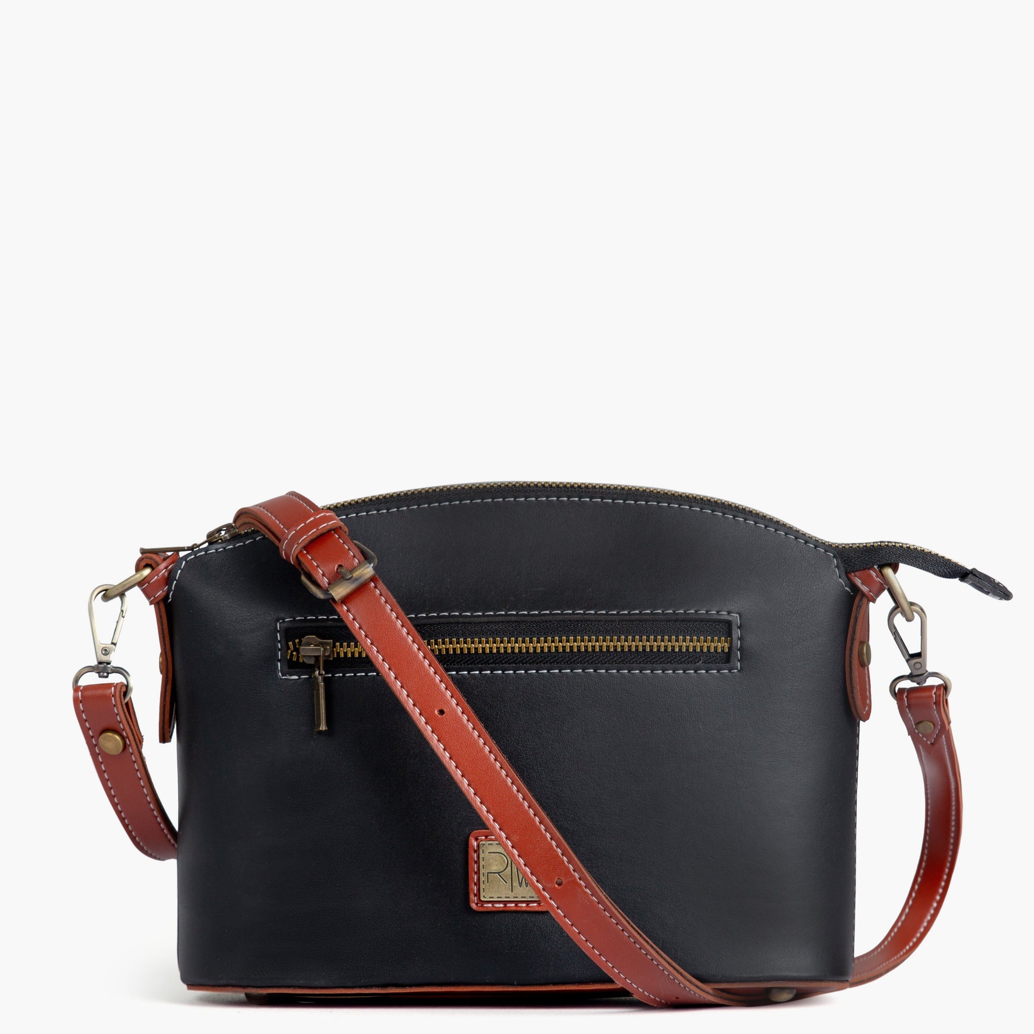 Black and rust dome cross-body bag