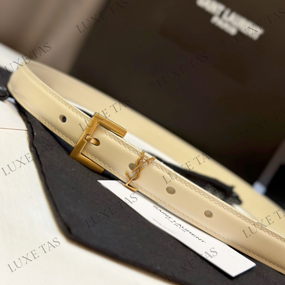 Blanc Vintage Cassandre Thin Belt With Square Buckle Designer Belts for Women