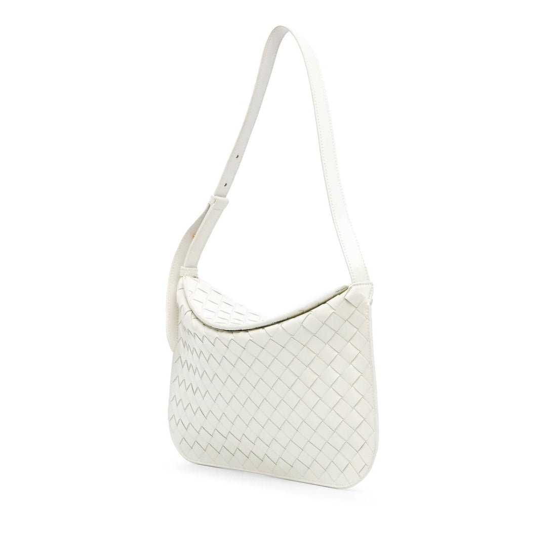 Bottega Veneta Brushed Calfskin Intrecciato Cradle Fold Over Shoulder Bag