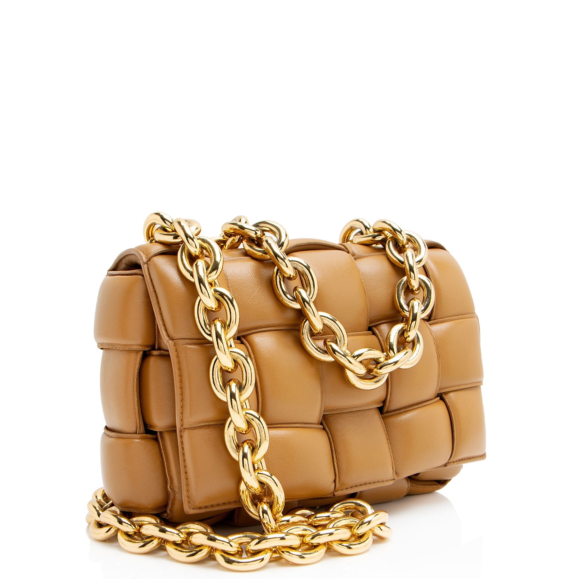 Bottega Veneta Lambskin Cassette Chain Maxi Shoulder Bag