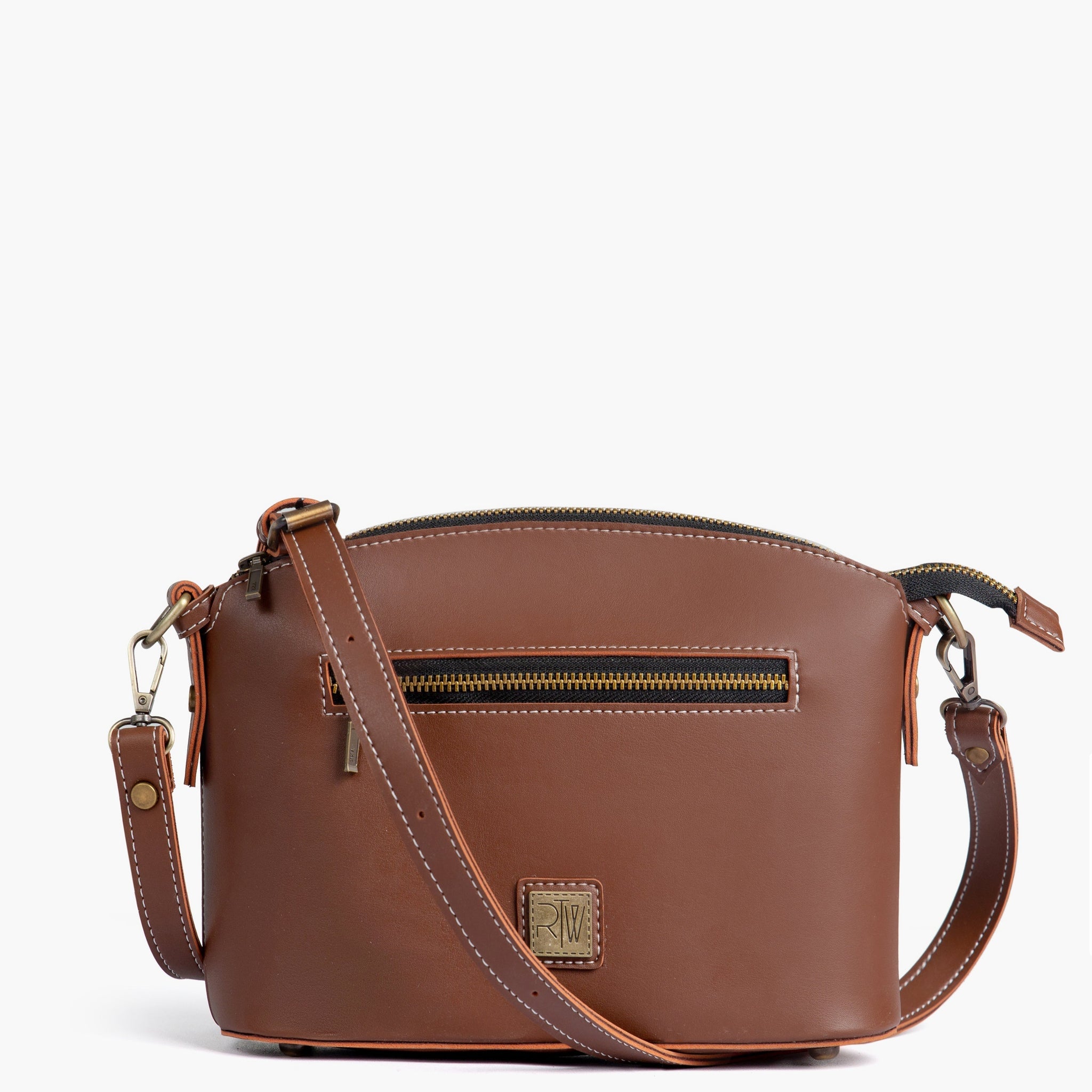 Brown dome cross-body bag
