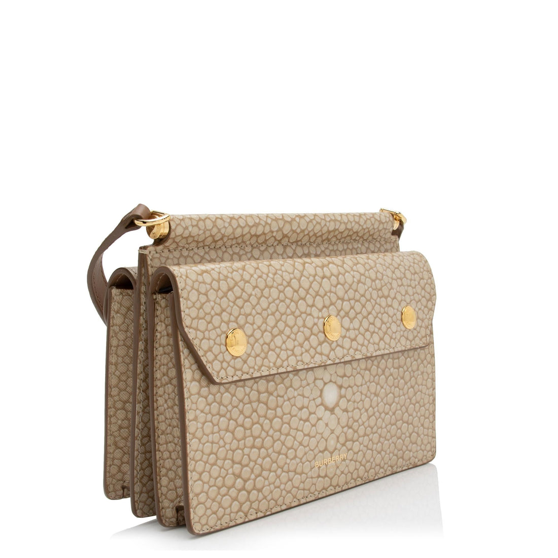 Burberry Calfskin Faux Leather Stingray Print Title Mini Shoulder Bag (SHF-HqdZVy)