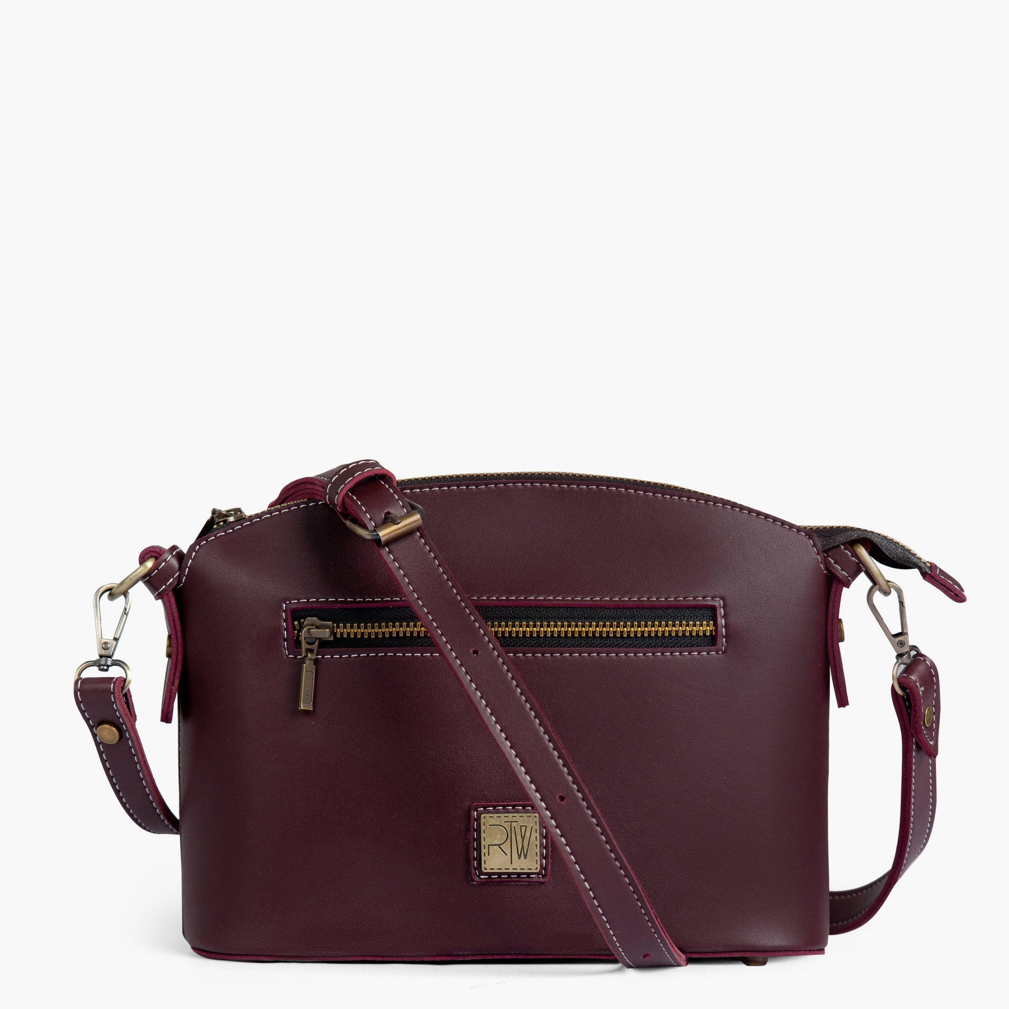 Burgundy dome cross-body bag