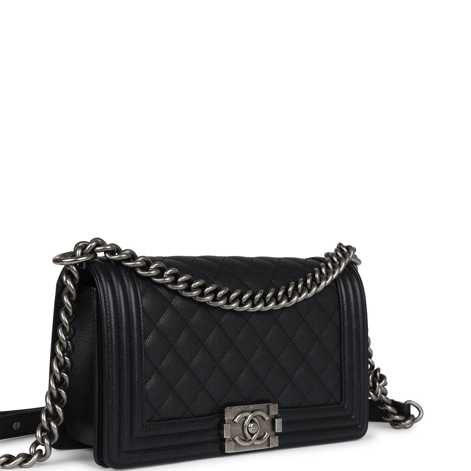 Chanel Medium Boy Bag Black Caviar Aged Ruthenium Hardware