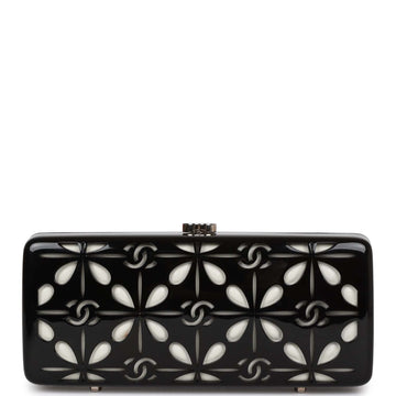 Chanel Minaudiere Box Clutch Black Acrylic Silver Hardware