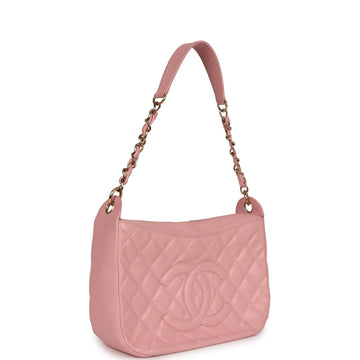 Vintage Chanel Timeless Shoulder Bag Pink Caviar Gold Hardware