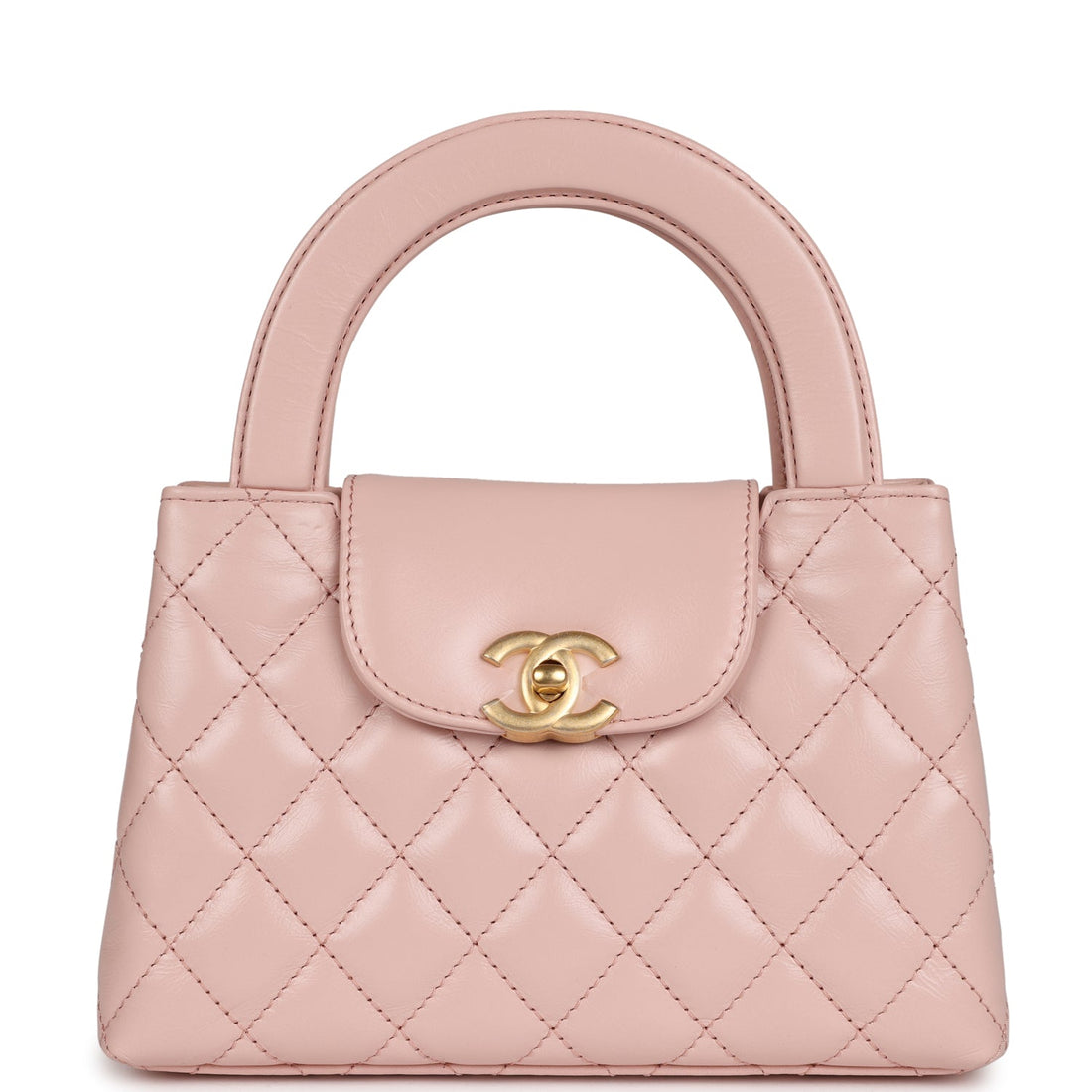 Chanel Small Kelly Shopper Light Pink Shiny Aged Calfskin Brushed Gold Hardware