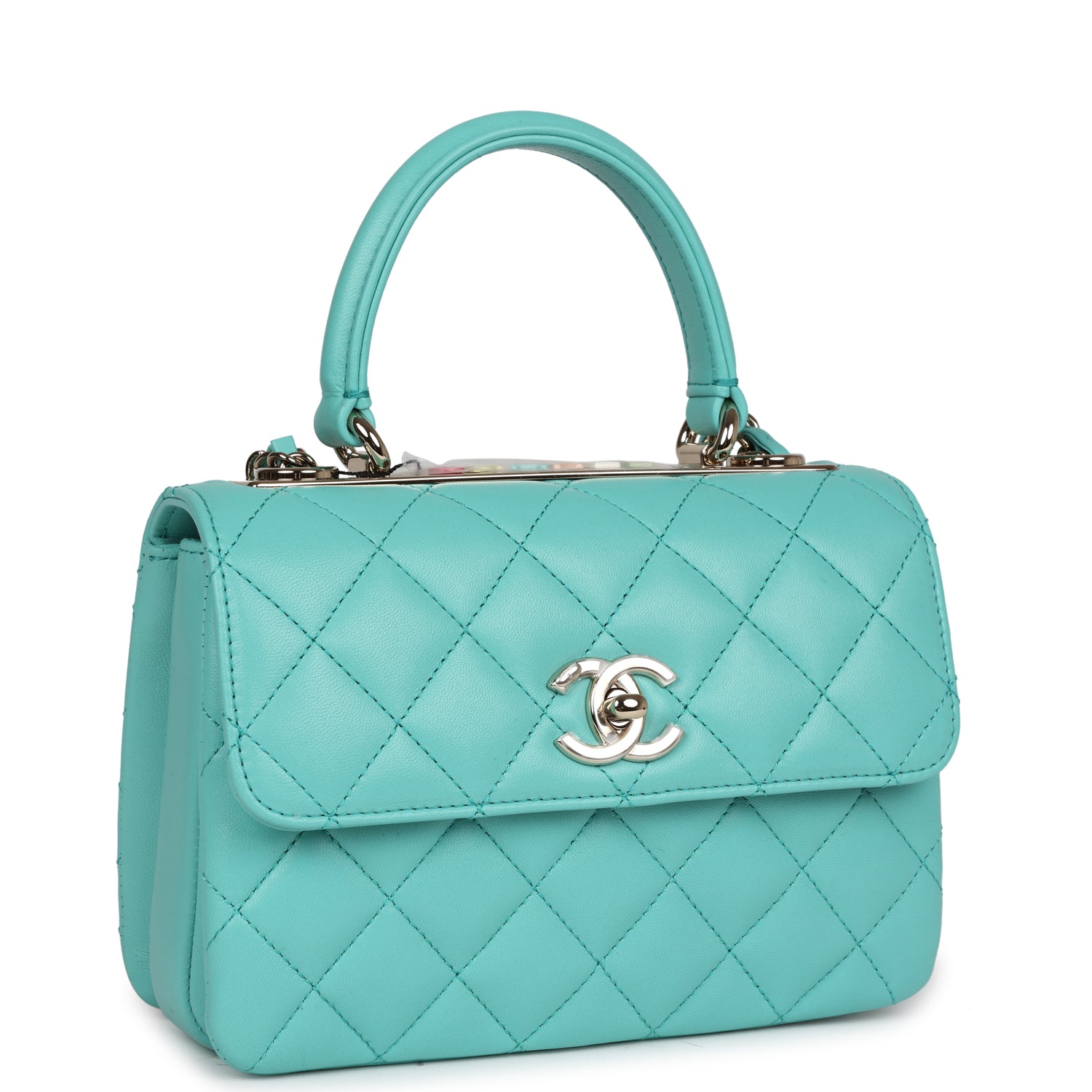 Chanel Mini Trendy CC Flap Bag Turquoise Lambskin Light Gold Hardware