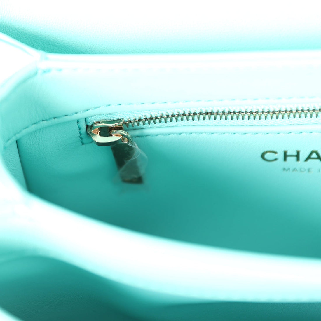 Chanel Mini Trendy CC Flap Bag Turquoise Lambskin Light Gold Hardware