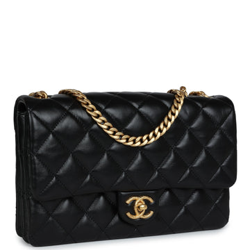 Chanel Small Crush Flap Bag Black Shiny Aged Calfskin Brushed Gold Hardware