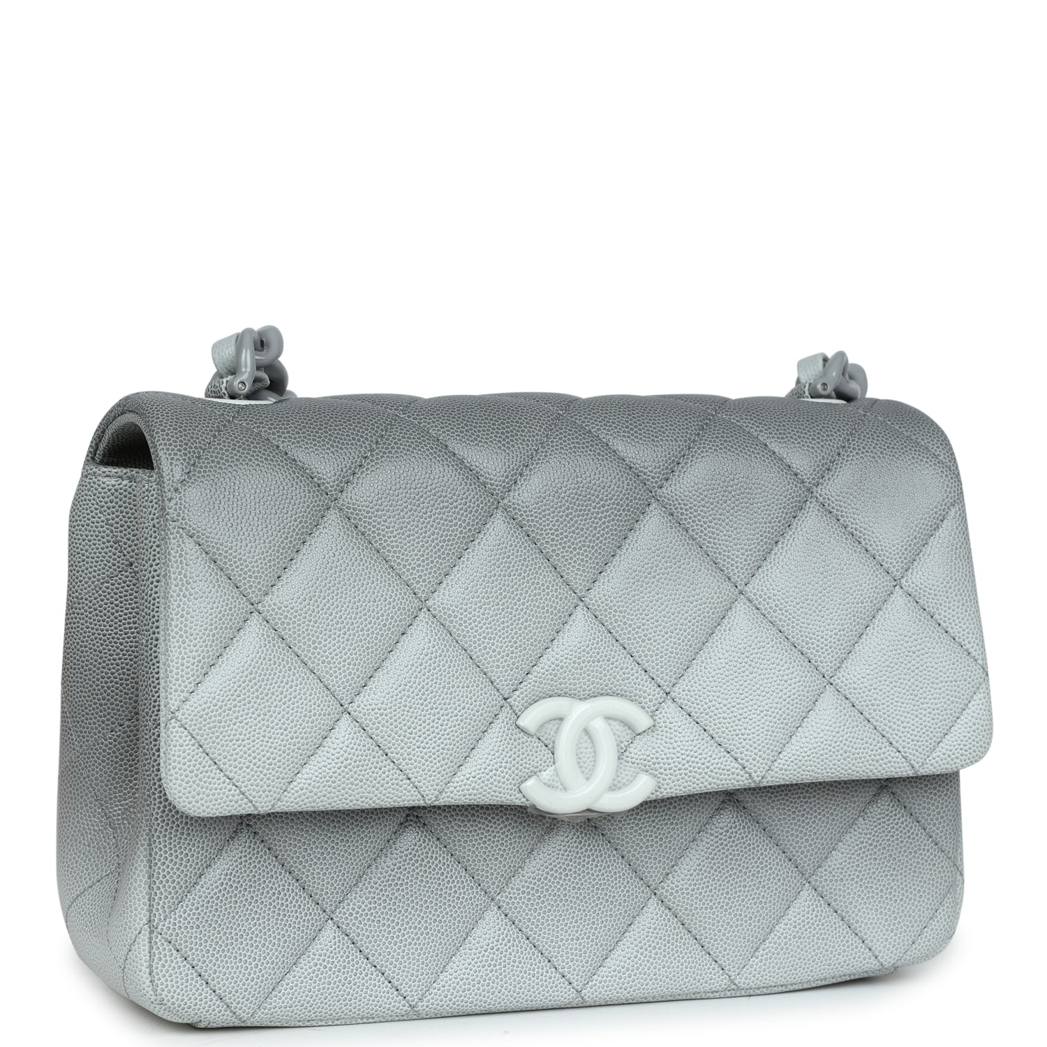 Chanel Small Flap Bag Grey Ombre Caviar Lacquered Metal Hardware