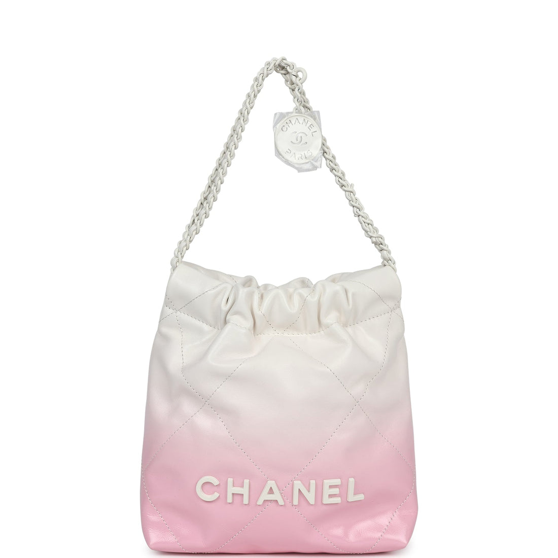 Chanel Mini 22 Bag Pink and White Ombre Calfskin Light Gold Hardware