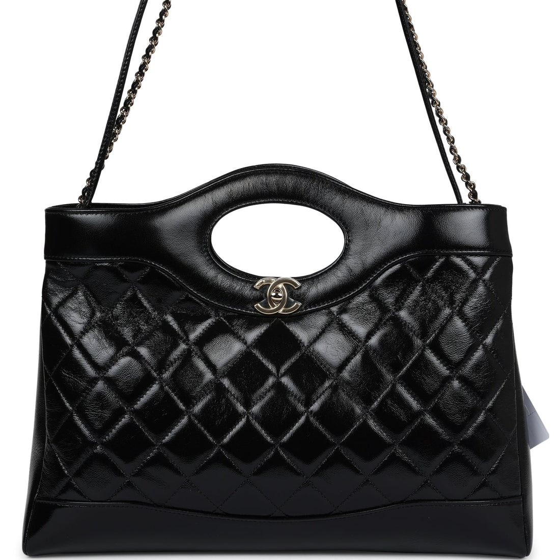 Chanel Large 31 Shopper Black Shiny Lambskin Light Gold Hardware