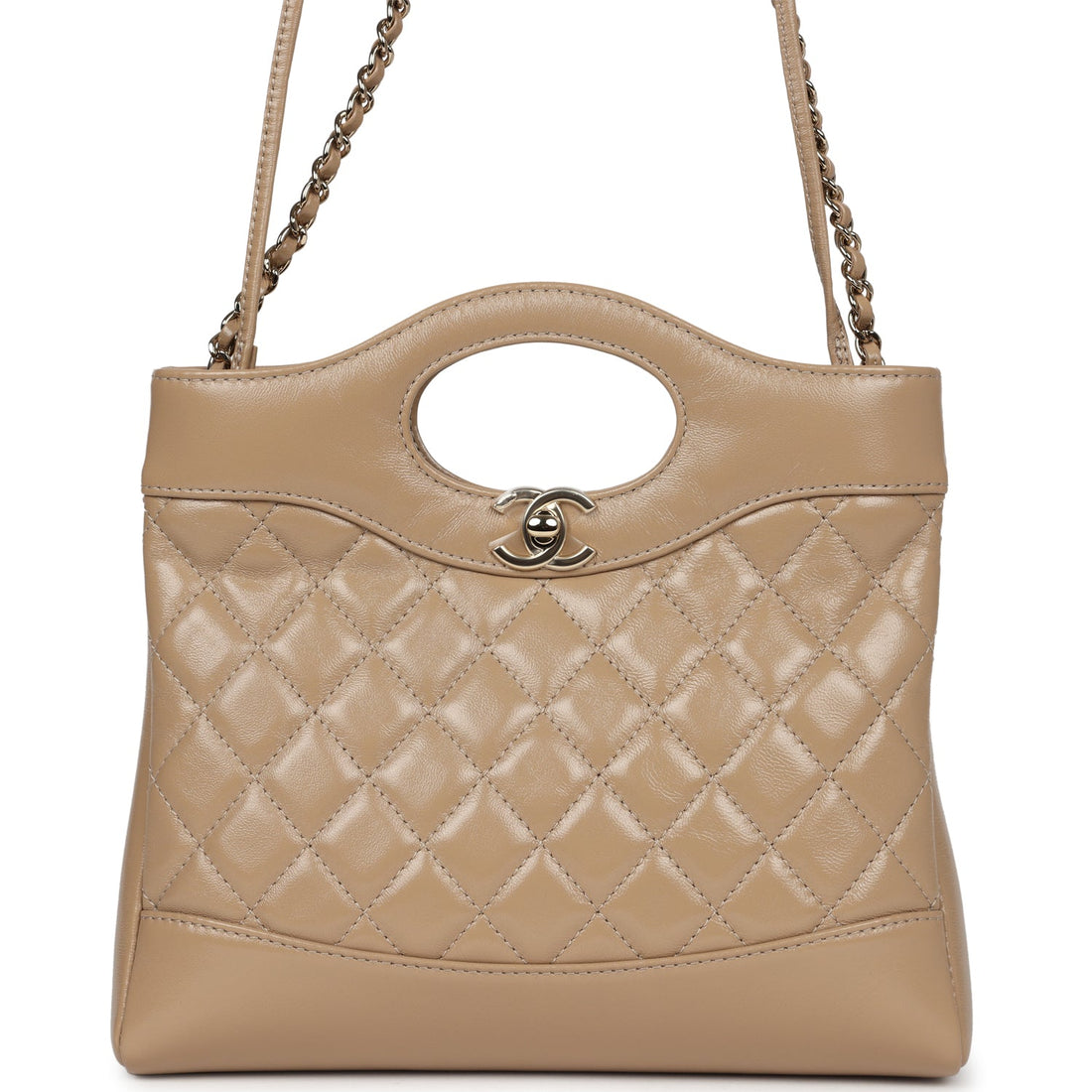 Chanel Small 31 Shopper Dark Beige Lambskin Light Gold Hardware