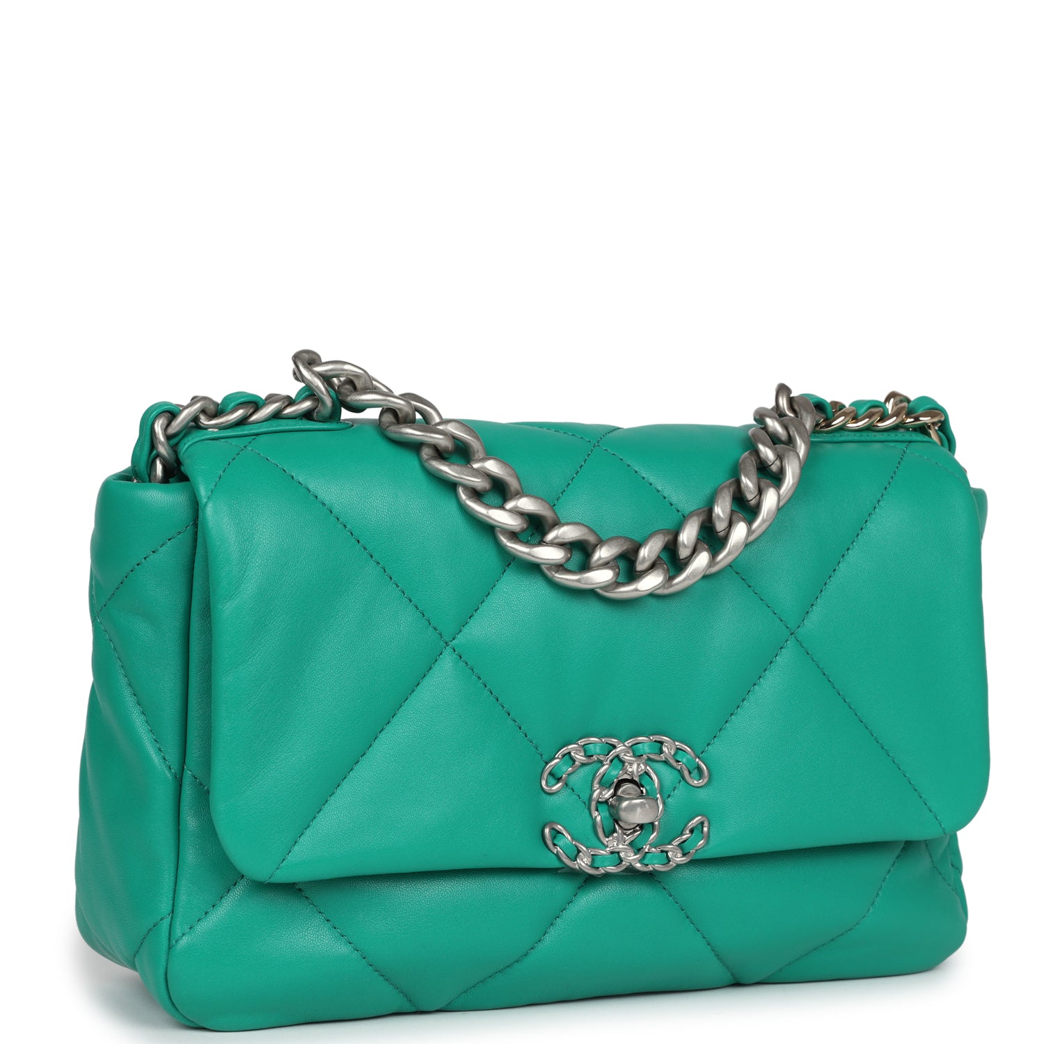 Chanel Medium 19 Flap Green Lambskin Mixed Metal Hardware