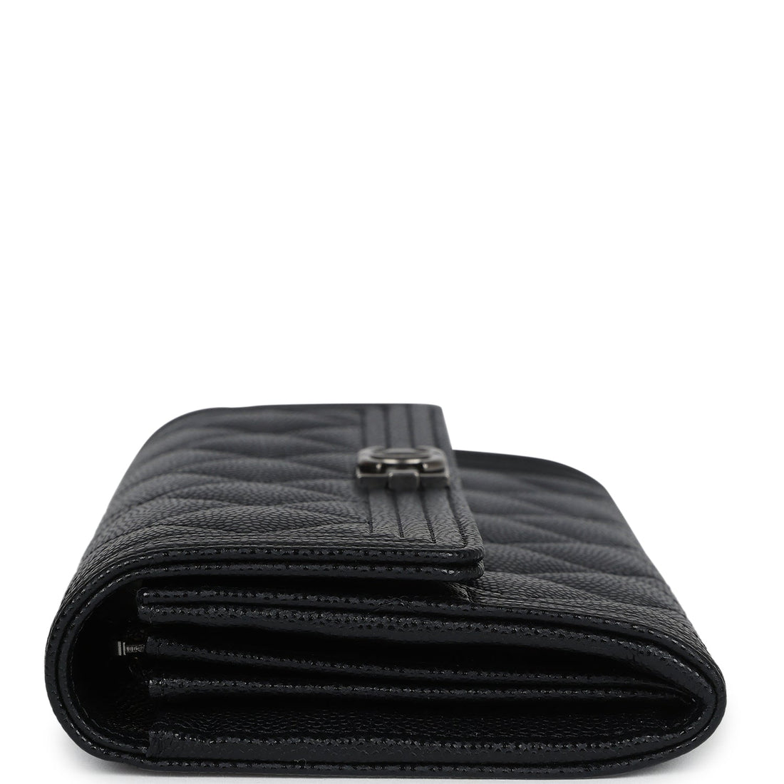 Chanel Boy Long Flap Wallet Black Caviar Aged Ruthenium Hardware