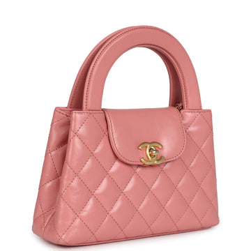 New Chanel Small Kelly Shopper Pink Shiny Aged Calfskin Brushed Gold Hardware