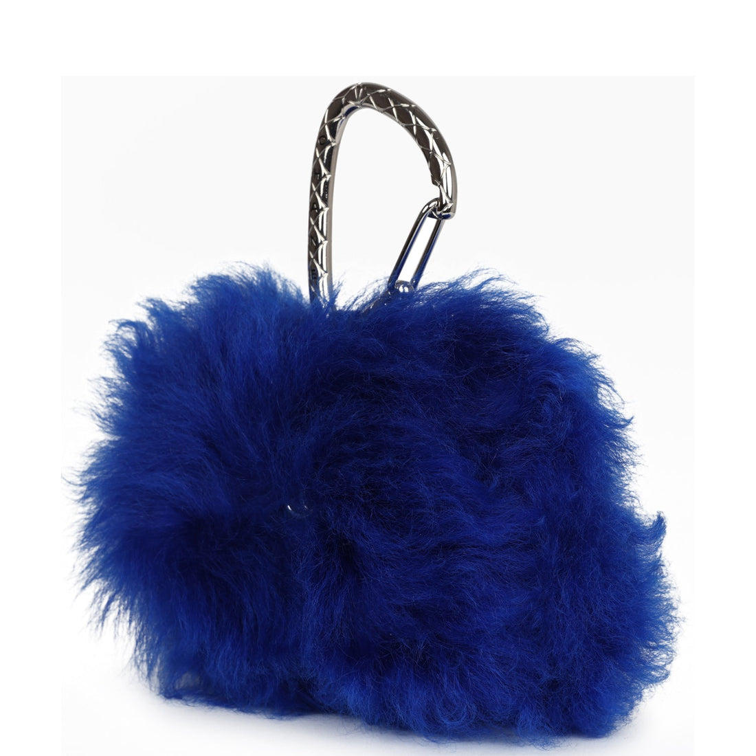 Chanel Mini Clutch Bag Dark Blue Shearling Silver Hardware