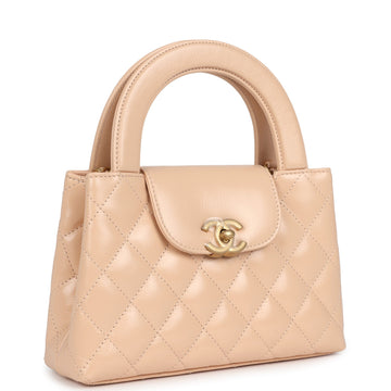 Chanel Small Kelly Shopper Beige Shiny Aged Calfskin Brushed Gold Hardware