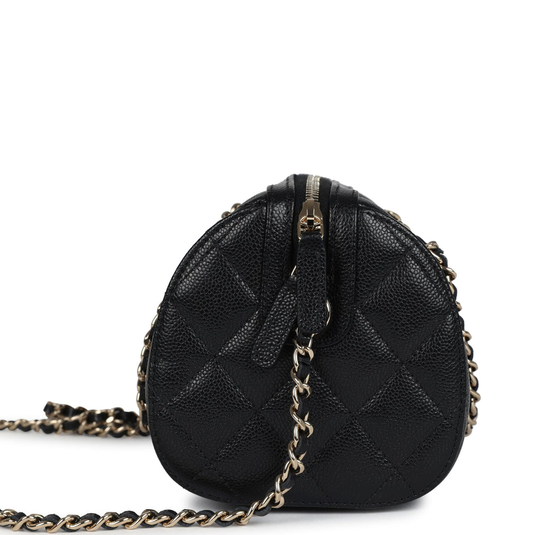 Chanel Mini Timeless Classic Barrel Bag with Chain Black Shiny Caviar Light Gold Hardware