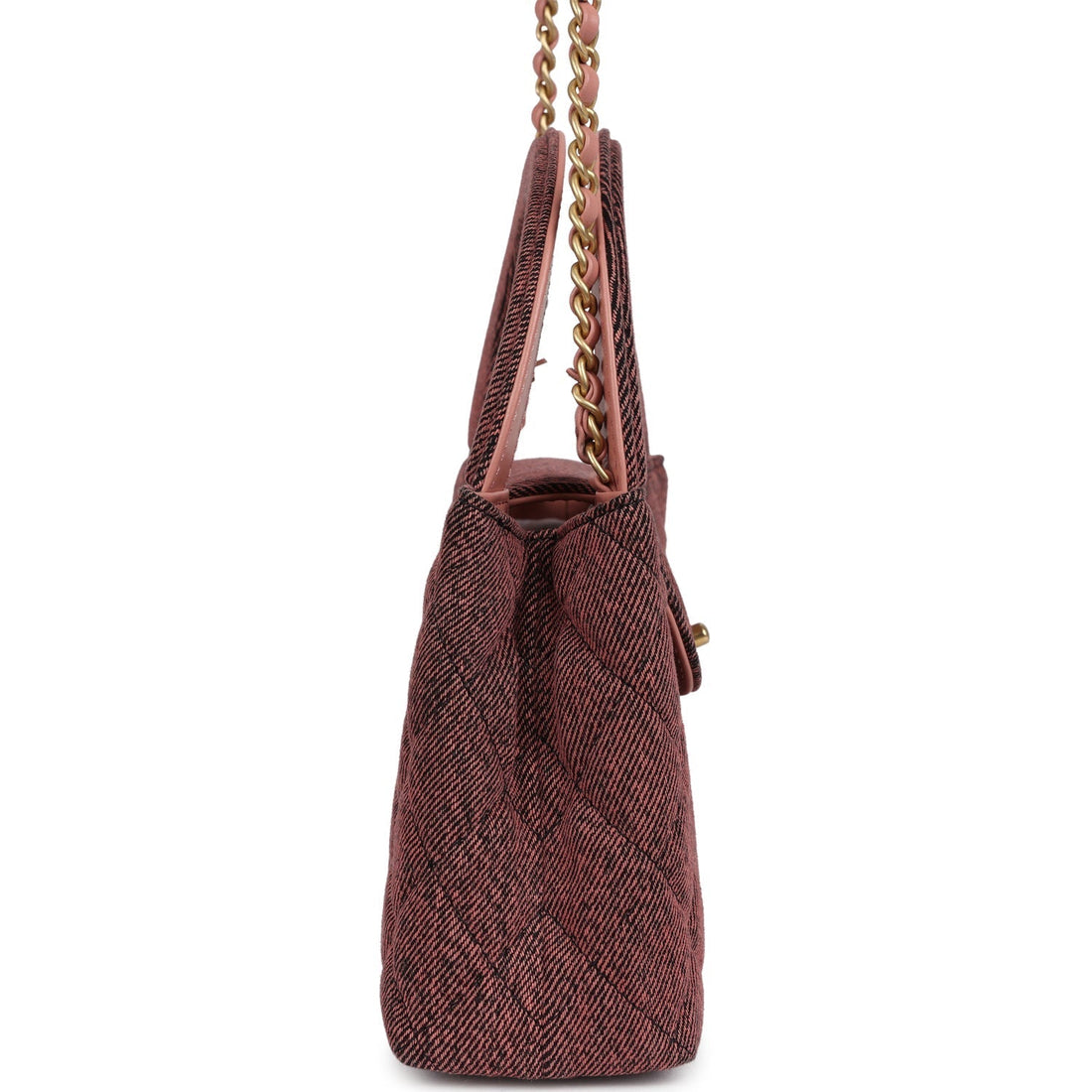Chanel Small Kelly Shopper Pink Washed Denim Brushed Gold Hardware