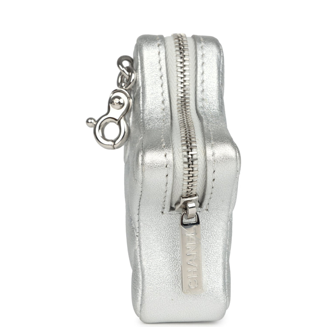 Chanel Walk Of Fame Star Clip-On Coin Purse Metallic Silver Goatskin Silver Hardware