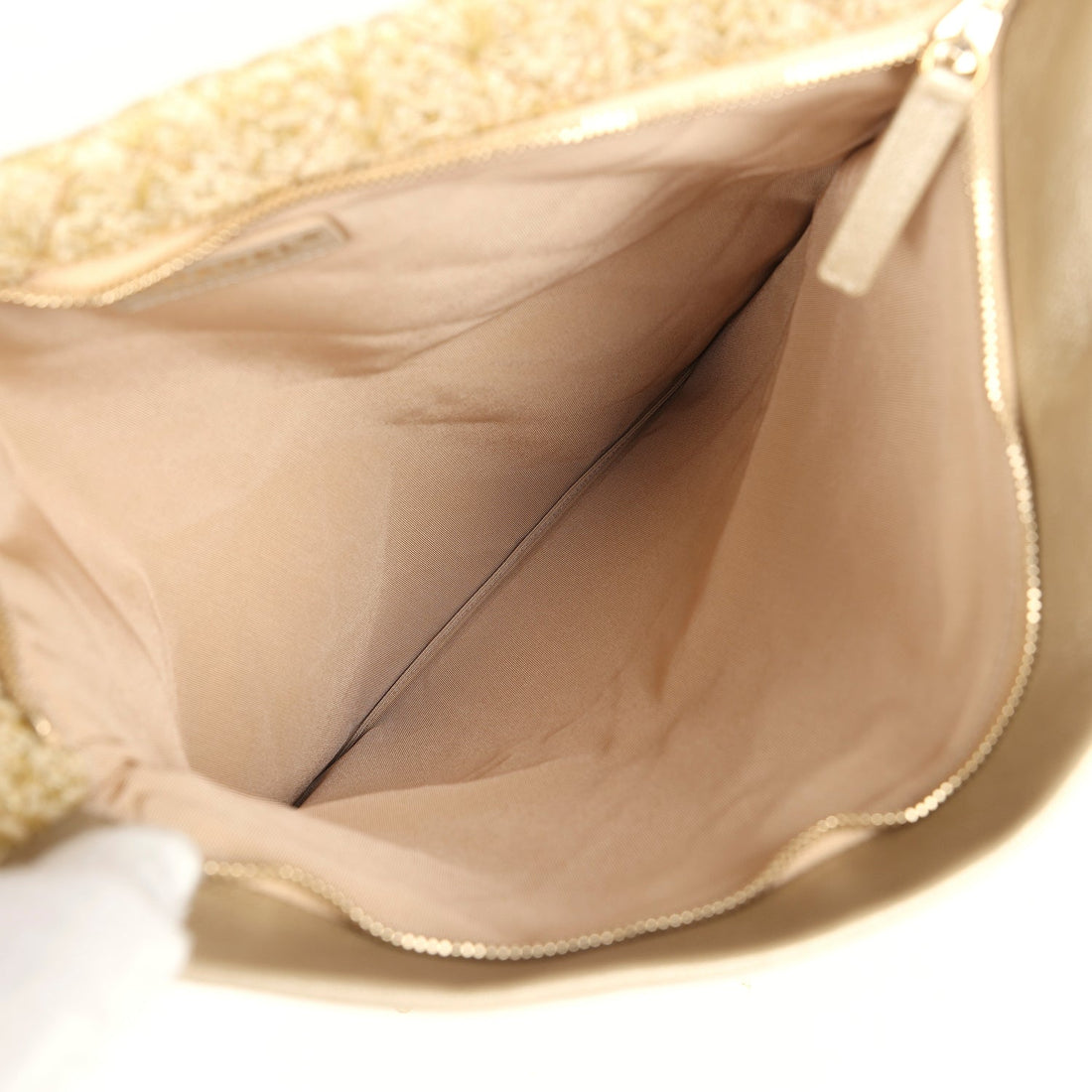 Chanel CC Woven Clutch Gold Natural Raffia Antique Gold Hardware