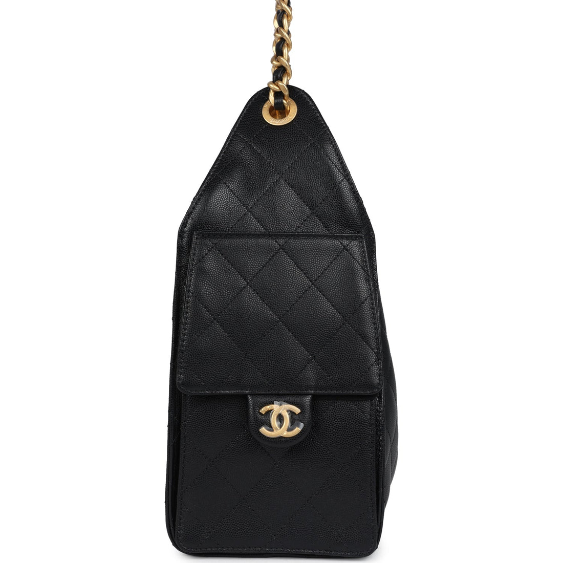 Chanel Small 25 Hobo Bag Black Caviar Antique Gold Hardware