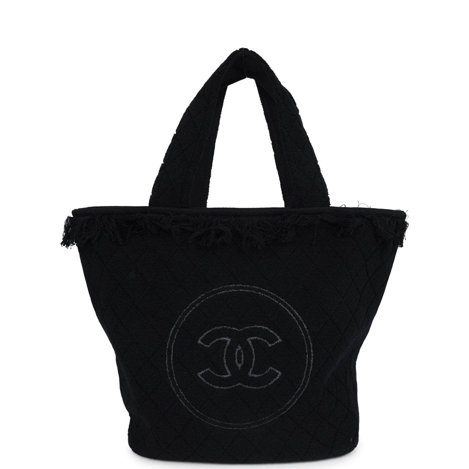 Chanel Coco Beach Tote Black Terry Cloth with Towel
