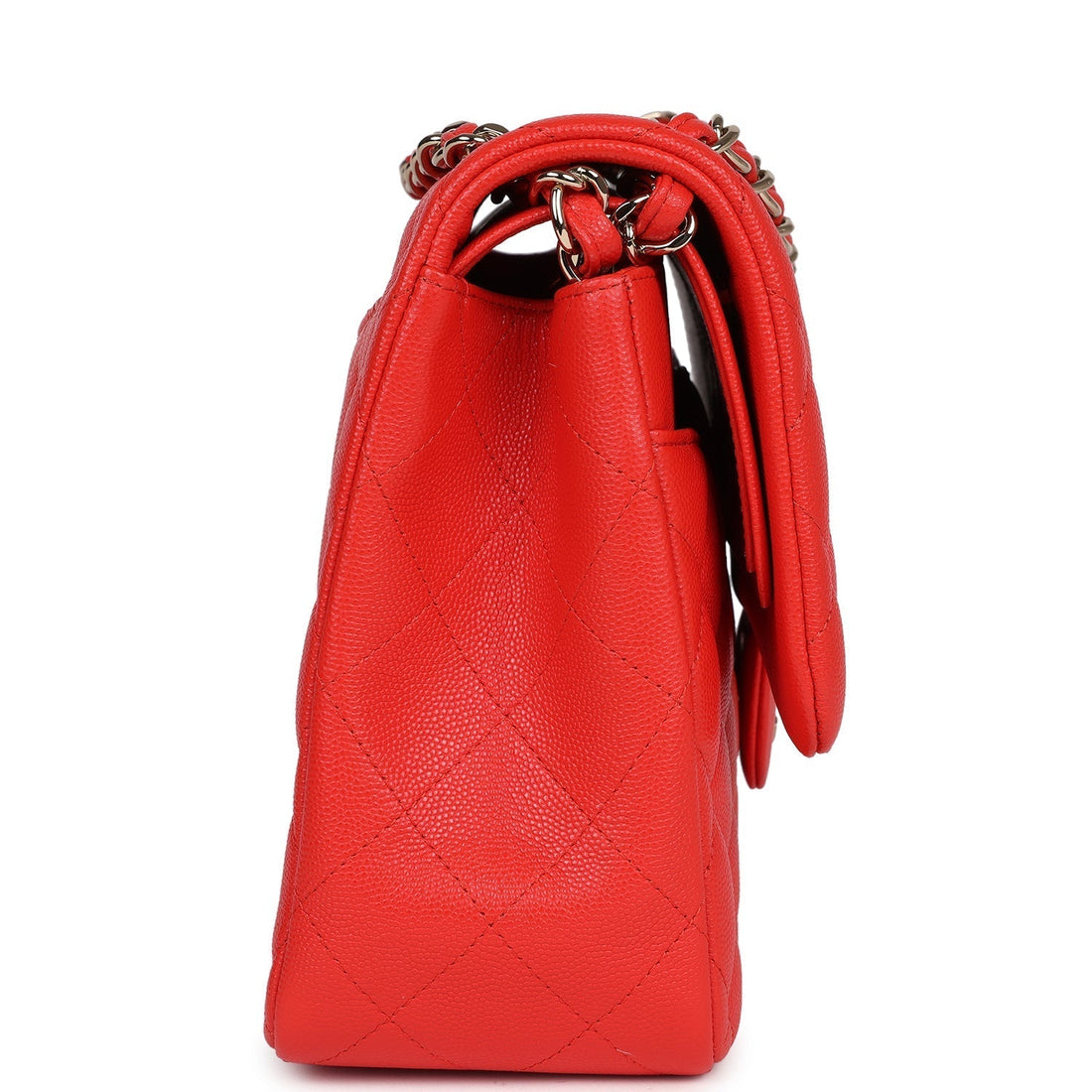 New Chanel Jumbo Classic Double Flap Red Caviar Light Gold Hardware