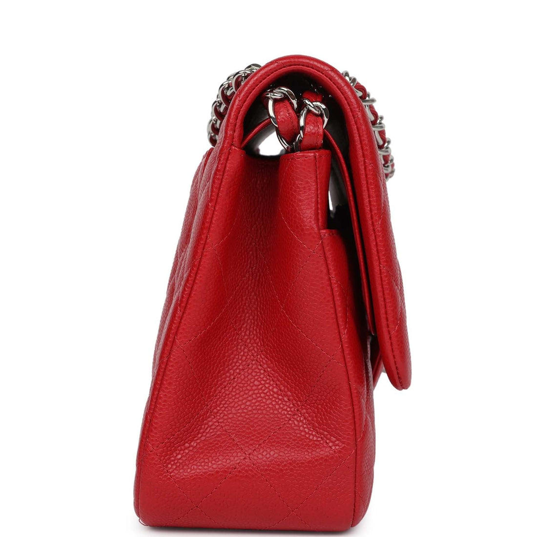 New Chanel Jumbo Classic Double Flap Red Caviar Silver Hardware
