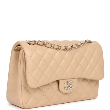 New Chanel Jumbo Classic Double Flap Bag Light Beige Caviar Gold Hardware