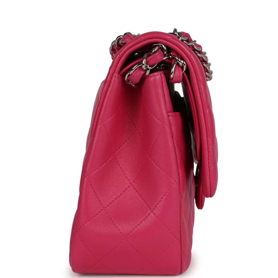 New Chanel Jumbo Classic Double Flap Pink Lambskin Silver Hardware