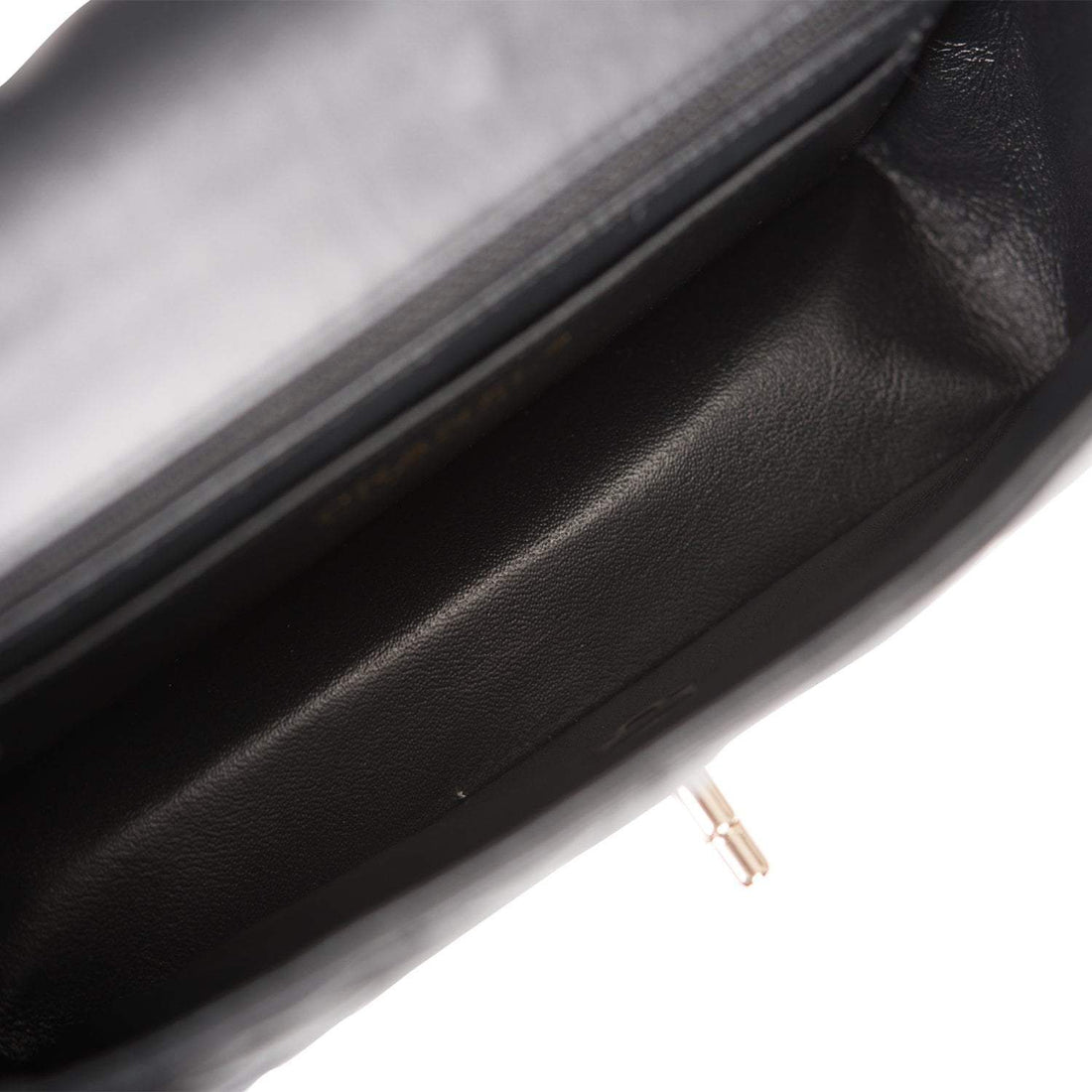 Chanel Mini Rectangular Flap Bag Black Lambskin Light Gold Hardware