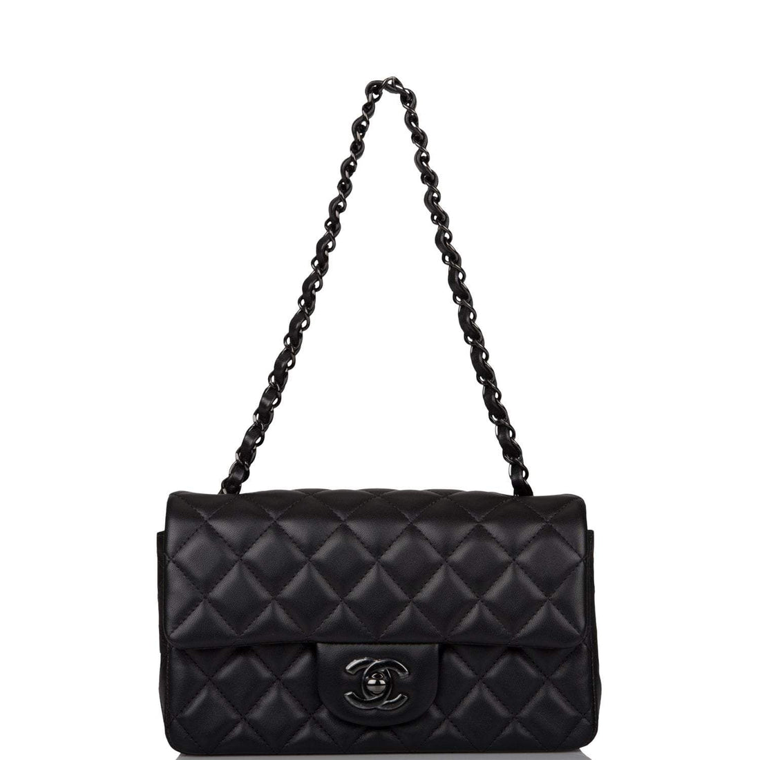 Chanel Mini Rectangular Flap Bag SO Black Lambskin Black Hardware
