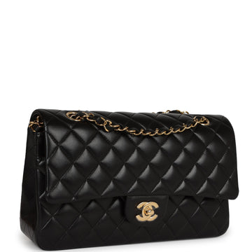 Chanel Medium Classic Double Flap Bag Black Lambskin Gold Hardware