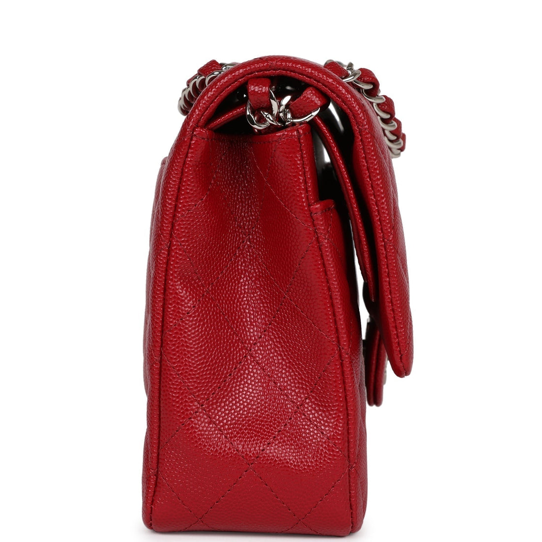 Chanel Medium Classic Double Flap Dark Red Caviar Silver Hardware