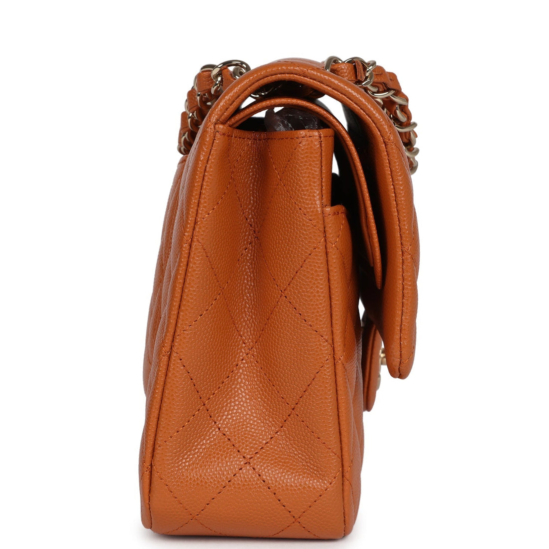 Chanel Medium Classic Double Flap Bag Caramel Caviar Light Gold Hardware