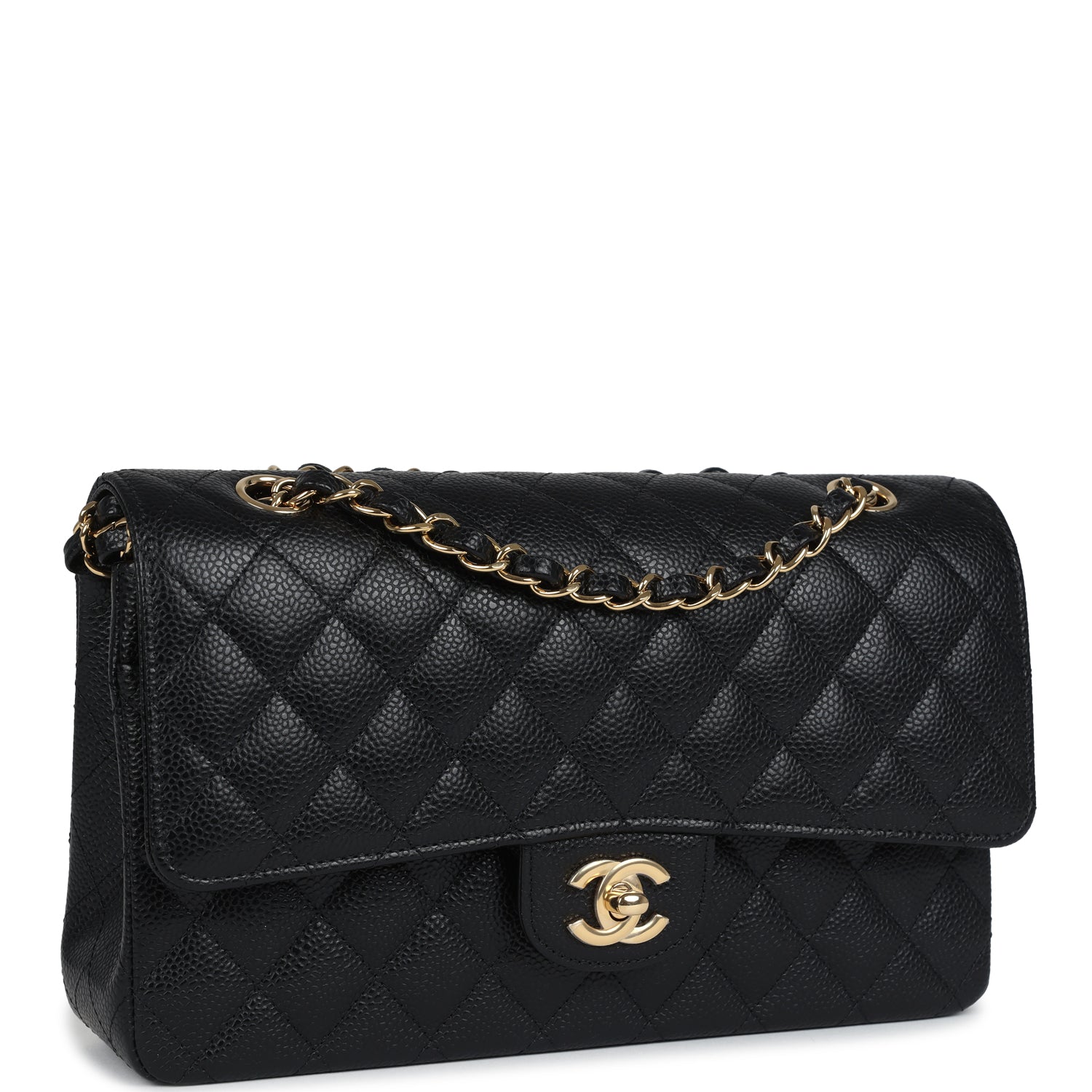 Chanel Medium Classic Double Flap Bag Black Caviar Gold Hardware